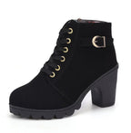 Fashion Leopard Print Ankle Square Heel Suede Lace-up Zip Boots Women Casual Versatile Shoes Autumn And Winter