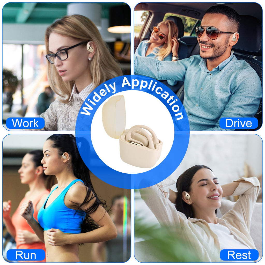 1 Set Wireless V5.4 Open Ear Earbuds With Earhook LED Display Charging Case IPX5 Waterproof 300Hrs Standby Time Touch Control Stereo Sport Headphones For Workout Running