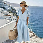 New Cotton-linen Casual Short-sleeve Dress