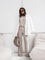 2026 NEW Women  2 Piece Casual Set Short Sleeve T-Shirt Vest Loose Wide Leg Pants Seasonal Comfort