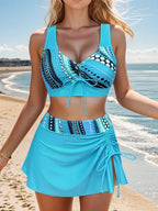 Ladies' Two-piece Sky Blue Quick Drying Bikini Swimsuit Covers Flesh And Appears Slim