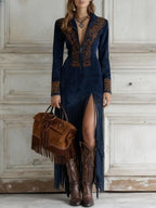 Women's Retro Floral Zipper Dress