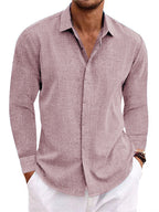 Long Sleeve shirt Undershirt Solid Color Long Sleeve Cotton Linen Shirt Men