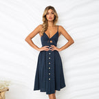 Women's Sleeveless Backless Summer Dress – Close-Fitting A-Line Party & Evening Dress
