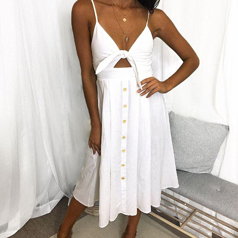 Women's Sleeveless Backless Summer Dress – Close-Fitting A-Line Party & Evening Dress