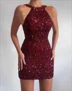 New Sequin Formal Short Micro-elastic Tight Sleeveless Dress