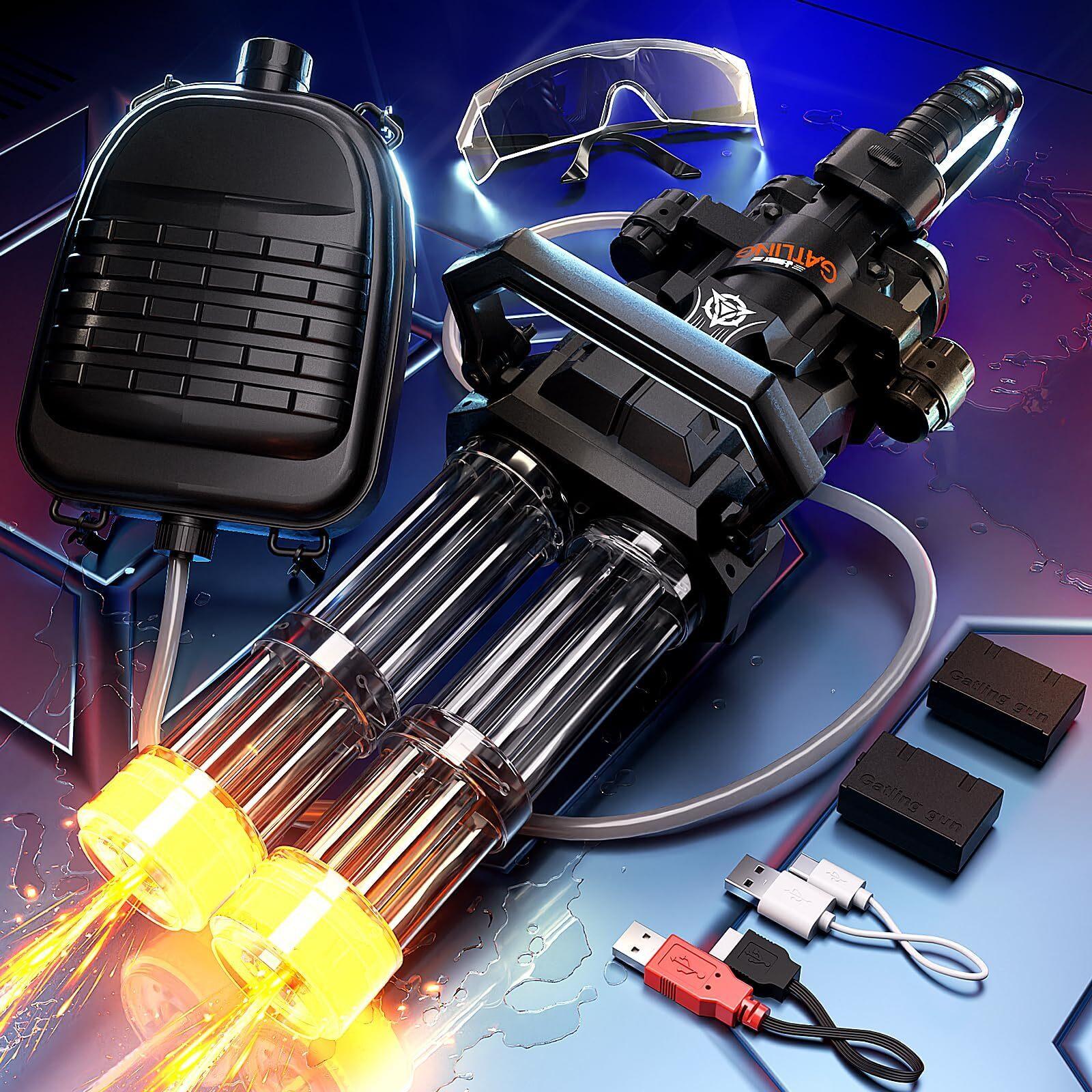 Double-barreled Gatling Water Gun Black New Cool Blue Version Toy