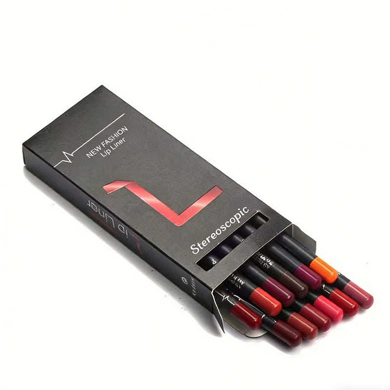 12 Color Lip Liner Pencil Set, High Pigmented Natural Lip Makeup Vegan Soft Pencils Longwear  Ultra Fine Lip Liners