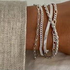 5pcs Silver Bracelets For Women, 14K Silver Plated Dainty Bracelets Set For Women Trendy Adjustable Stackable Bracelets