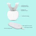 360° Intelligent Automatic Electric Toothbrush – Waterproof U-Shaped Sonic Toothbrush with Blue Light Whitening & USB Charging