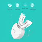 360° Intelligent Automatic Electric Toothbrush – Waterproof U-Shaped Sonic Toothbrush with Blue Light Whitening & USB Charging