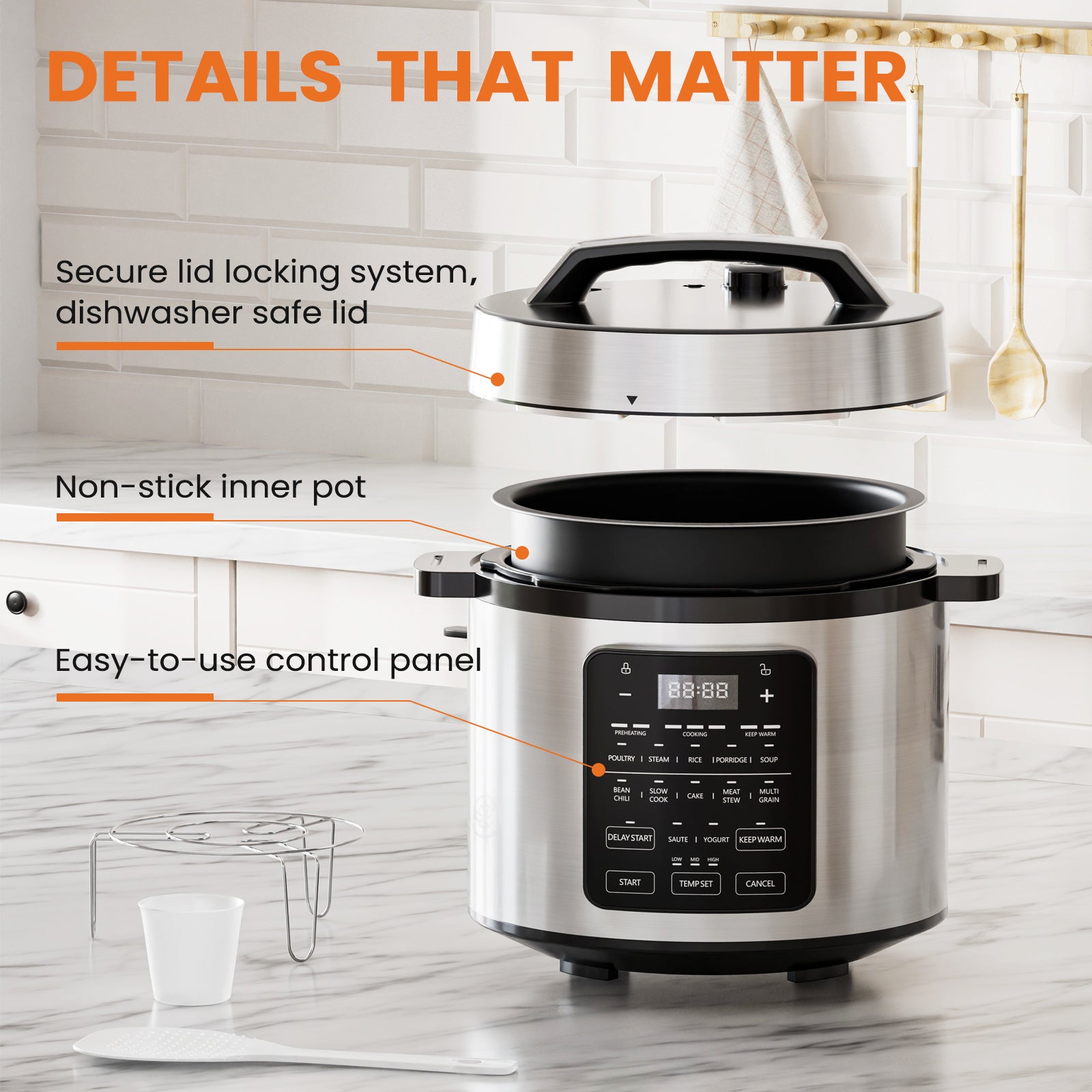 9 In 1 Electric Pressure Cooker, Warmer & Sterilizer, Saute, Slow Cooker, Rice Cooker, Multi-Functional Smart Pot