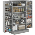 Gray Pantry Cabinet, 5-Tier Adjustable Storage for Kitchen, 12 Door Shelves, Double Doors, Gray