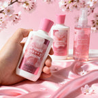 3-piece Set Japanese Cherry Blossom Spa Set With Natural Extracts-Shower Gel, Body Lotion, Body Mist, Bath And Body Gift Set For Women And Girls,  Body Care Travel Set For Birthday Mother's Day Gifts
