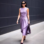 Summer Solid-Color Elegant Waist-Cinching Sleeveless Asymmetrical Dress