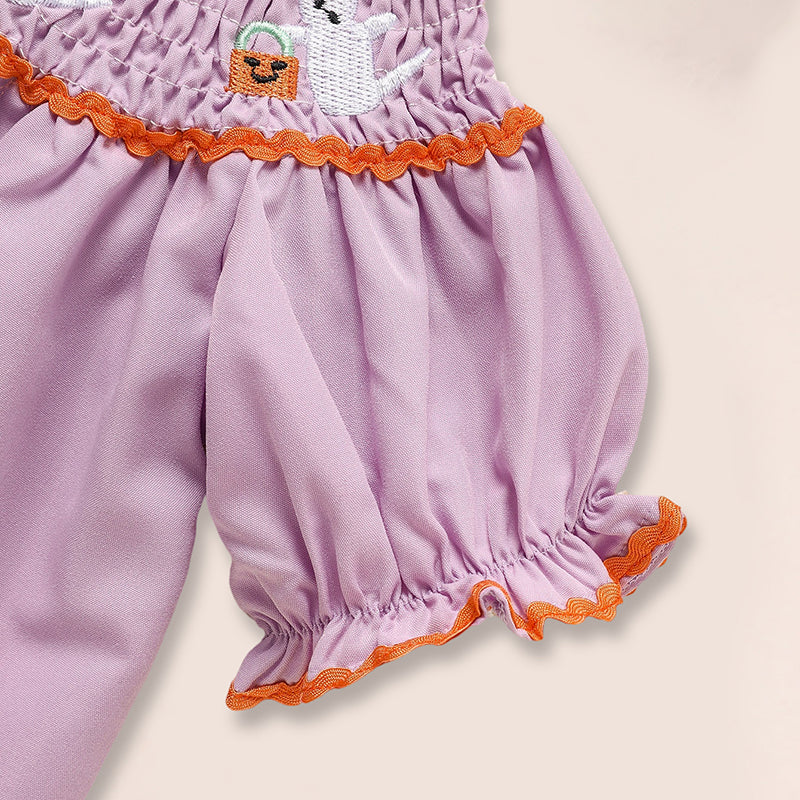 Infant Baby Girls Halloween Dress Ghost Embroidery Dress With Headband Party Costume Dresses
