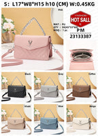 Soft Blush Quilted Mini Bag - Retro Style Casual Handbag Waterproof Minimalist Single Shoulder Wide Strap PU Polyester Lining Stylish Thick Chains