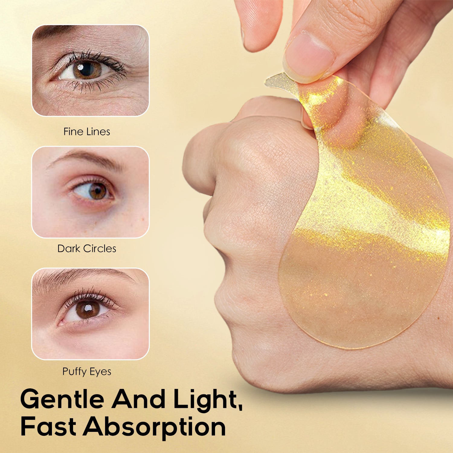 Golden Crystal Eye Patches, With Collagen Glycerin And Moisturizing Ingredients, Hypoallergenic Gentle Formula, Daily Skincare For Men And Women, Suitable For All Skin Types, 36 Pairs, Valentine's Day