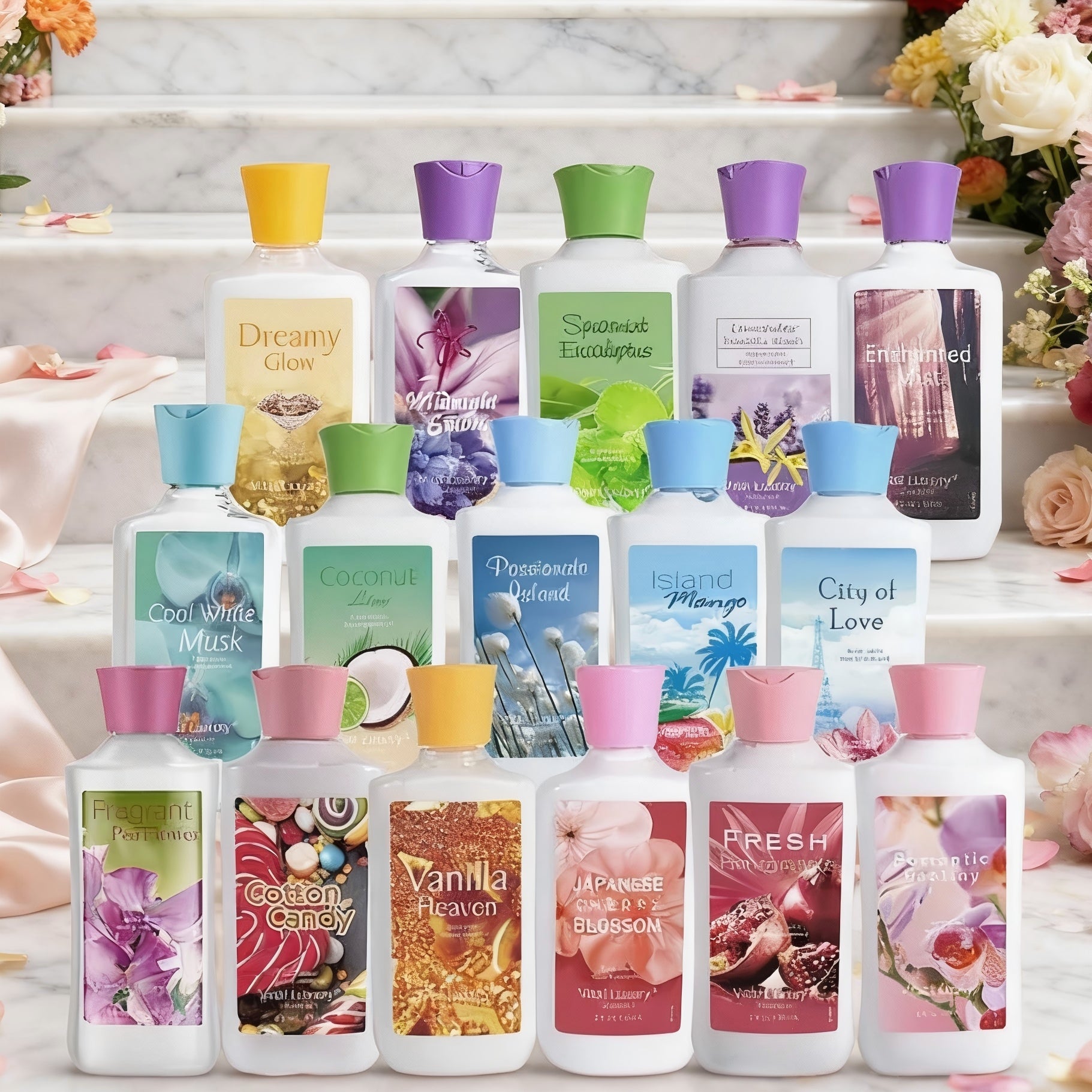 12-Fragrance Body Lotion, 10 Oz Per Bottle, Moisturizing And Fragrant Body Lotion, 12-hour Long-lasting Hydration, Contains Aloe Vera And Vitamin E, Floral,fruity,tropical Scents, Perfect For Winter