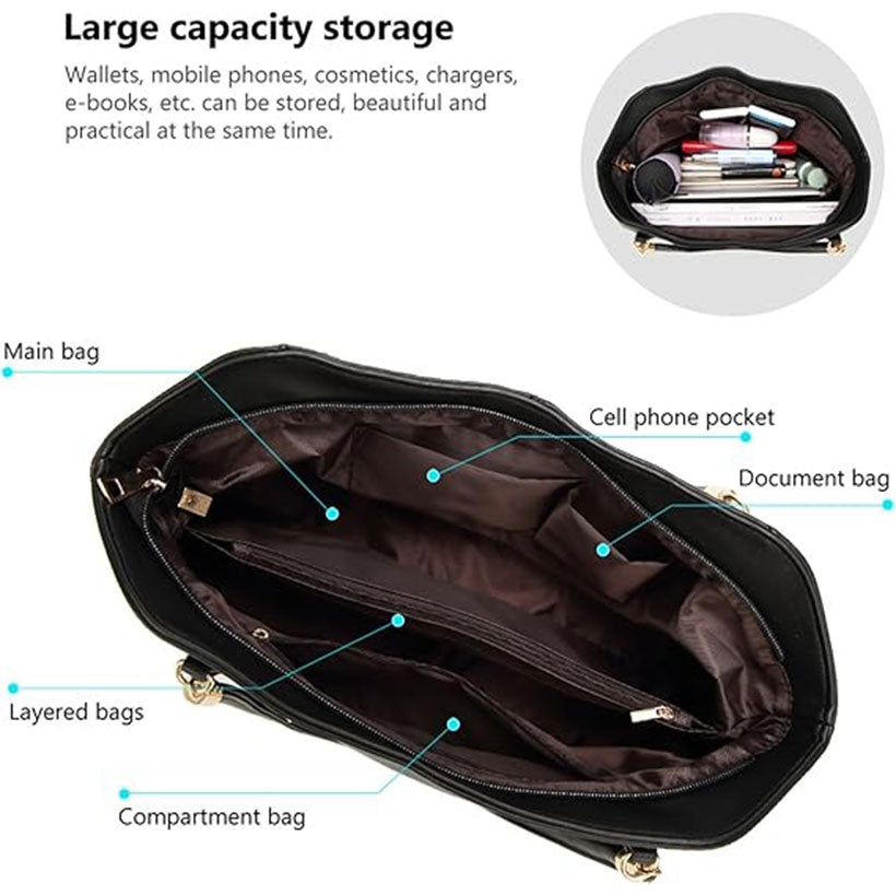 Women's Tote Bags, Large Leather Shoulder Bag Purse Top Handle Hobo Handbag