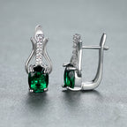 Oval Garnet Crystal Champagne Gold Ear Clips For Women