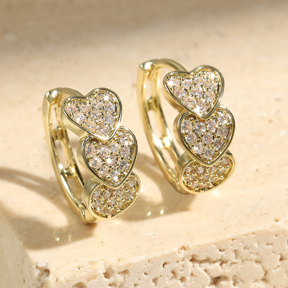 High-end Classic Earrings With A Double-row Full Diamond Design