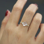 Moonstone Light-Luxury French Court-Style Geometric Ring For Women