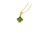 Green 4 Leaf Clover 24K Gold Necklace For Women, Lucky Pendant Chain Necklace Jewelry