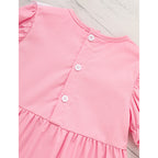 Toddler Baby Girl Spring Tulip Smocked Short Sleeve Dress With Lovely Tulip Embroidery Princess Dresses