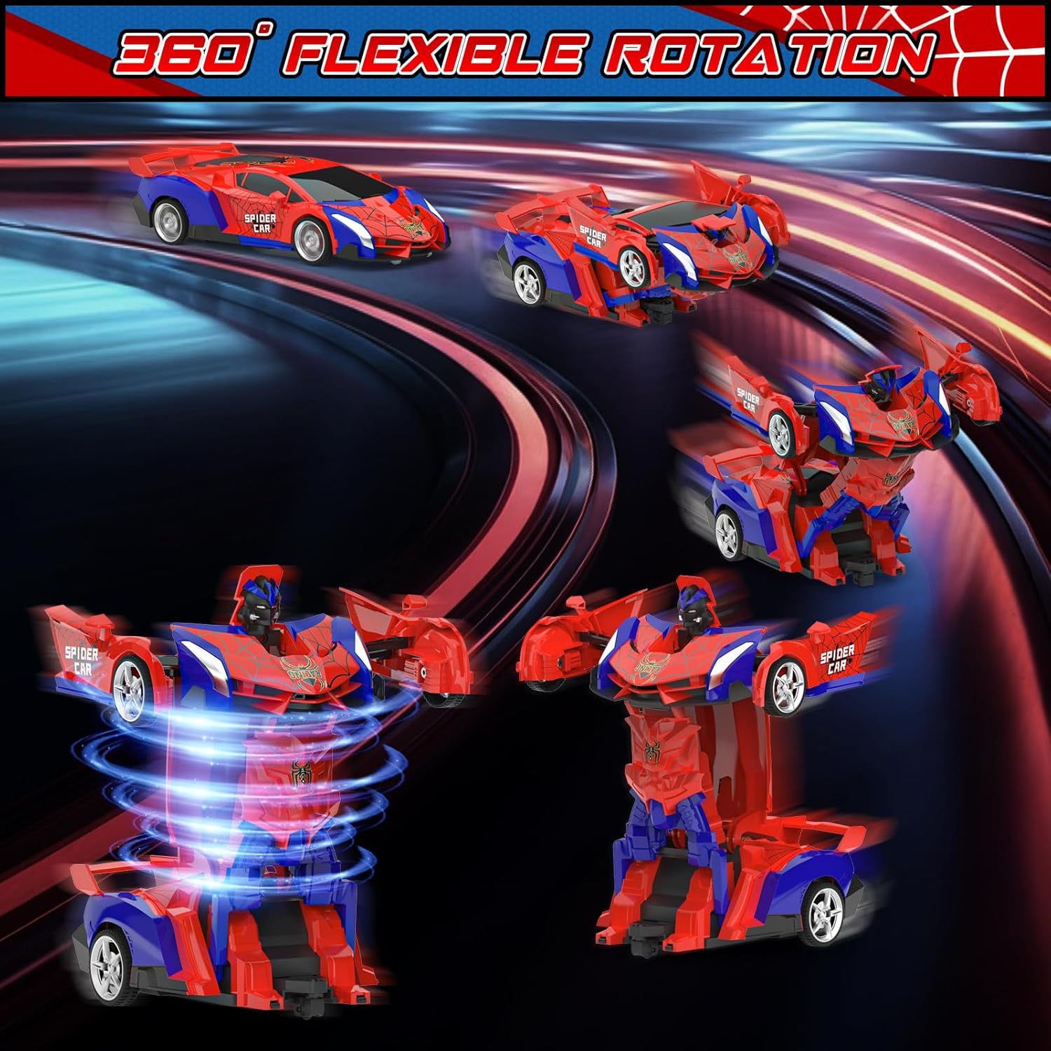 Transform Rc Cars For Boys 2.4Ghz Remote Control Car  Scale Transforming Robot, One Button Deformation 360 Rotation Car Toy Gifts For Boys