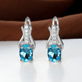 Oval Garnet Crystal Champagne Gold Ear Clips For Women