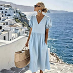New Cotton-linen Casual Short-sleeve Dress