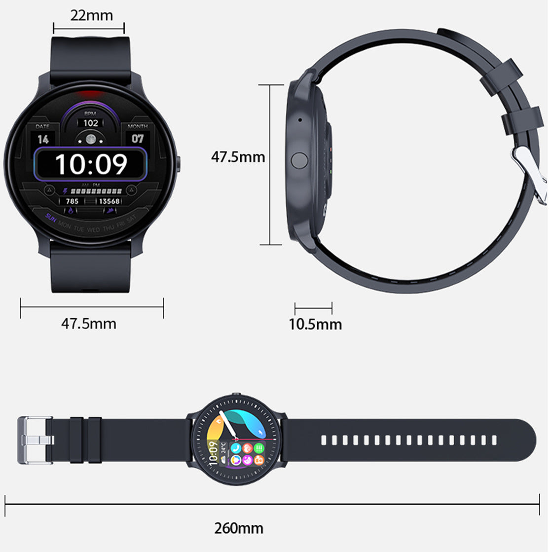 Blood Pressure & Blood Oxygen Health Detection Smart Watch