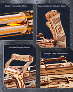 ROKR 3D Puzzle Gatling Gun Model, Adult Wooden 3D Puzzle Rubber Band Gun Toy, Rotating Barrel Machine Gun, Wooden Model Craft Set, Cool Hobby Birthday Gift, Suitable For Males And Teenagers 14 And Up