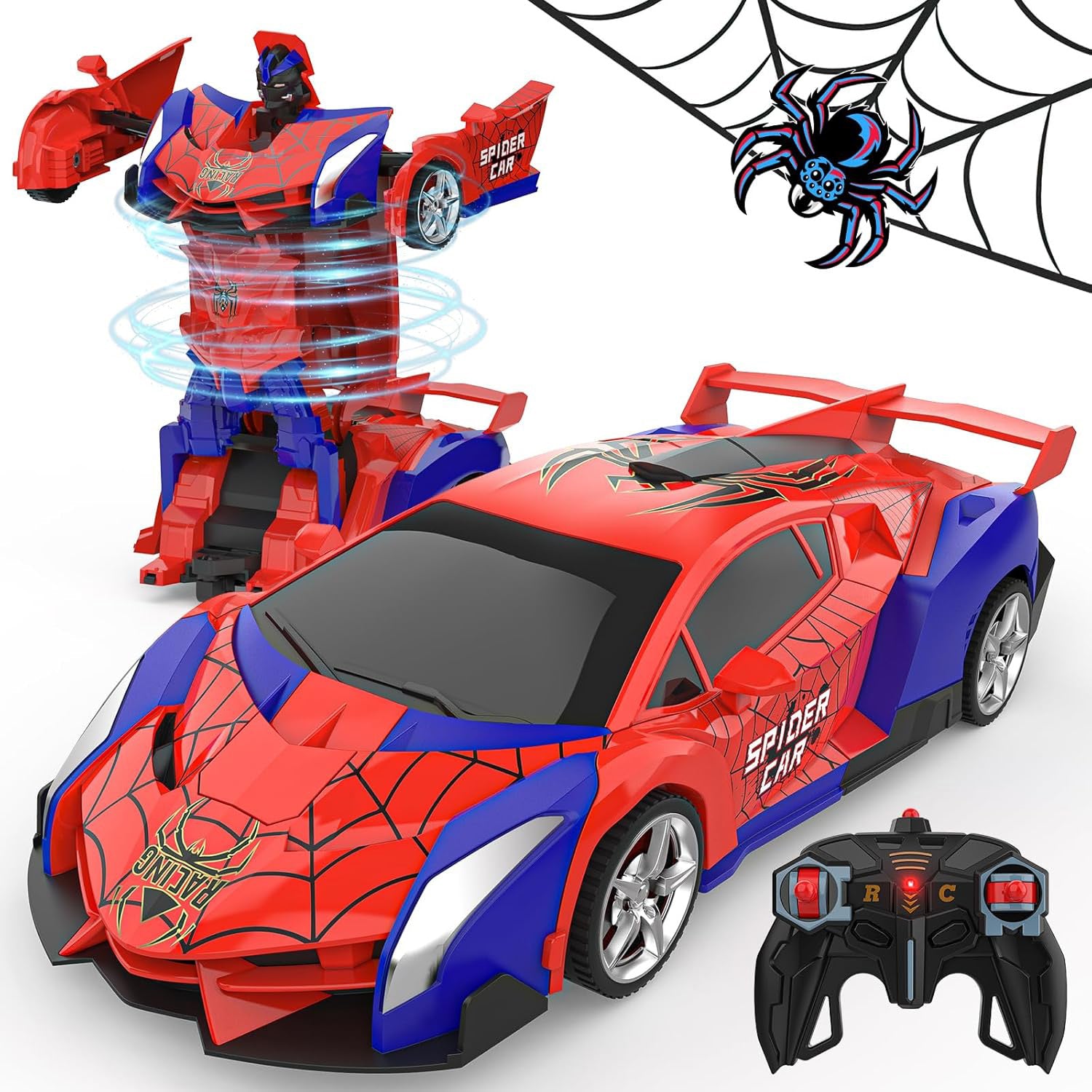 Transform Rc Cars For Boys 2.4Ghz Remote Control Car  Scale Transforming Robot, One Button Deformation 360 Rotation Car Toy Gifts For Boys