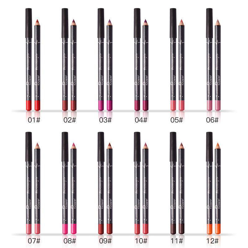 12 Color Lip Liner Pencil Set, High Pigmented Natural Lip Makeup Vegan Soft Pencils Longwear  Ultra Fine Lip Liners