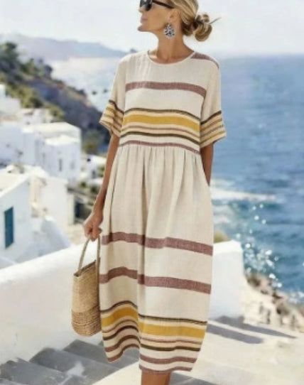 New Cotton-linen Casual Short-sleeve Dress