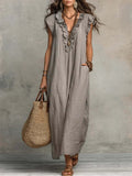 Summer Ruffle Dress With Pockets Women's Spring Elegant Casual Sleeveless A-Line Shift Dresses