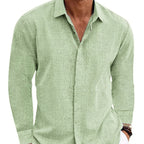 Long Sleeve shirt Undershirt Solid Color Long Sleeve Cotton Linen Shirt Men