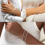5pcs Silver Bracelets For Women, 14K Silver Plated Dainty Bracelets Set For Women Trendy Adjustable Stackable Bracelets