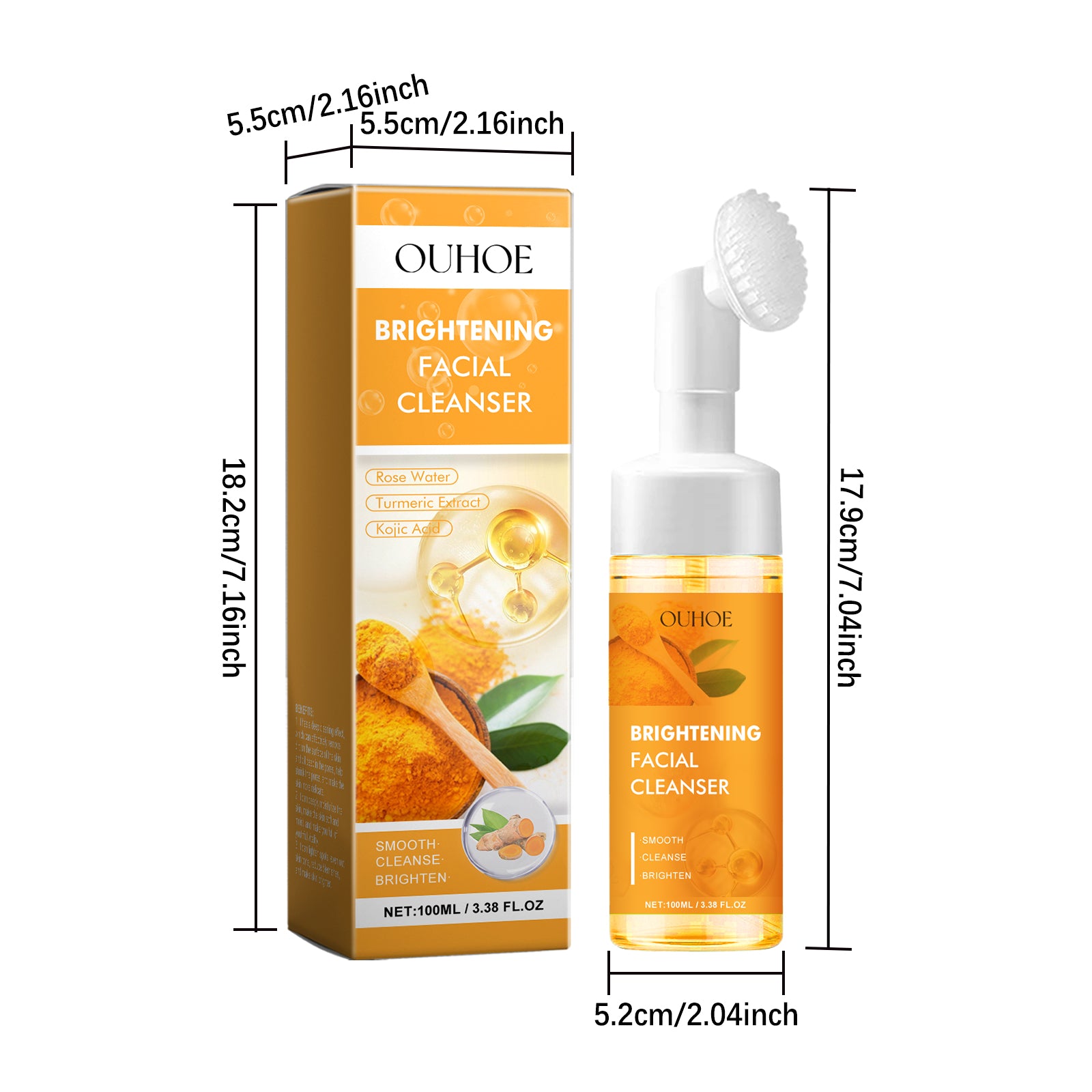 OUHOE Turmeric Cleanser Gently Cleanses Facial Skin, Moistens, Nourishes And Nourishes Skin Without Straining