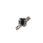 Simple Black Diamond Flower Ring For Women