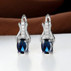 Oval Garnet Crystal Champagne Gold Ear Clips For Women