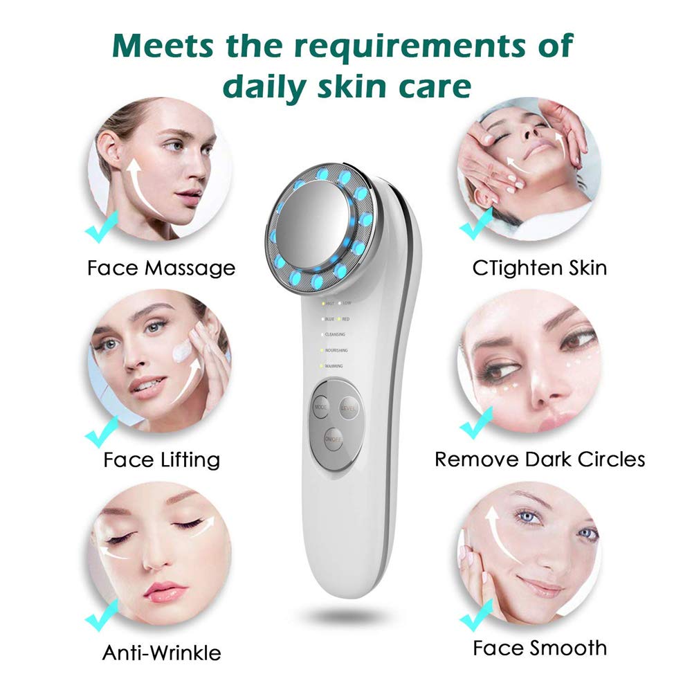 7-in-1 Galvanic Facial Massager Machine – EMS Face Lifting, Skin Tightening & LED Light Therapy Device
