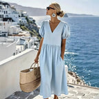 New Cotton-linen Casual Short-sleeve Dress