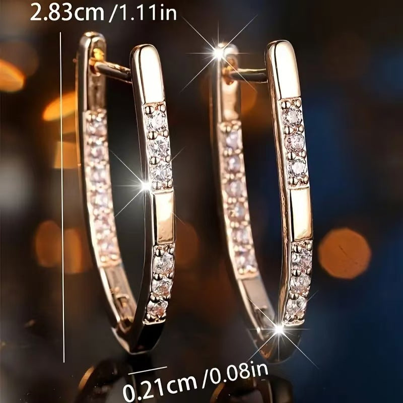 Stylish Micro-Pave Zircon V-Shaped Earrings With A Luxe Finish