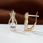 Oval Garnet Crystal Champagne Gold Ear Clips For Women