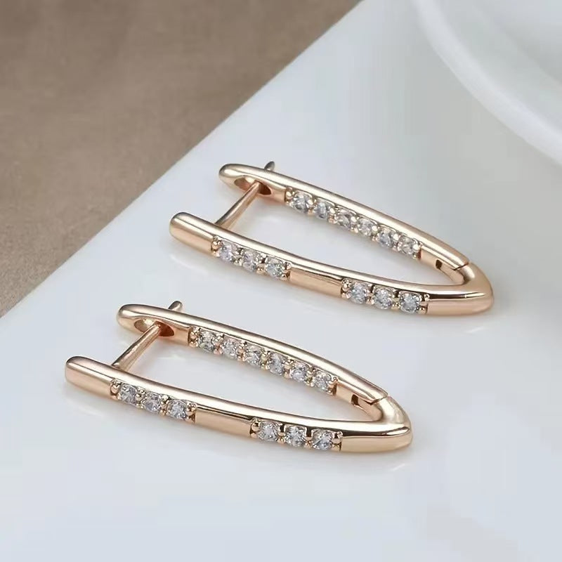 Stylish Micro-Pave Zircon V-Shaped Earrings With A Luxe Finish