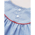 Baby Girls 4th Of July Dress Gingham American Flag White Blue Color Block Independence Day Dresses