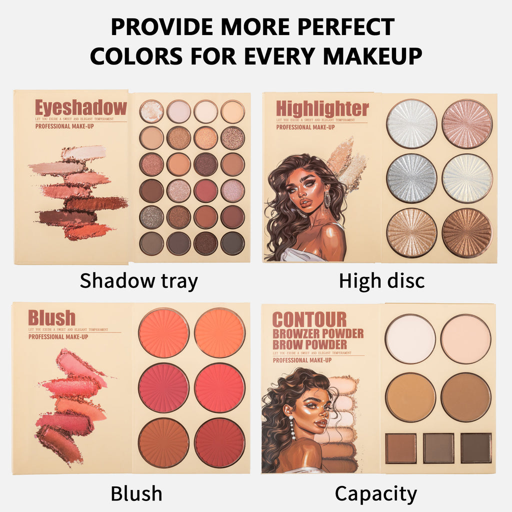 UDAER Beauty Color Bomb 63-Color Makeup Kit - Multi-Function Eyeshadow, Blush, Highlighter & Contour Palette